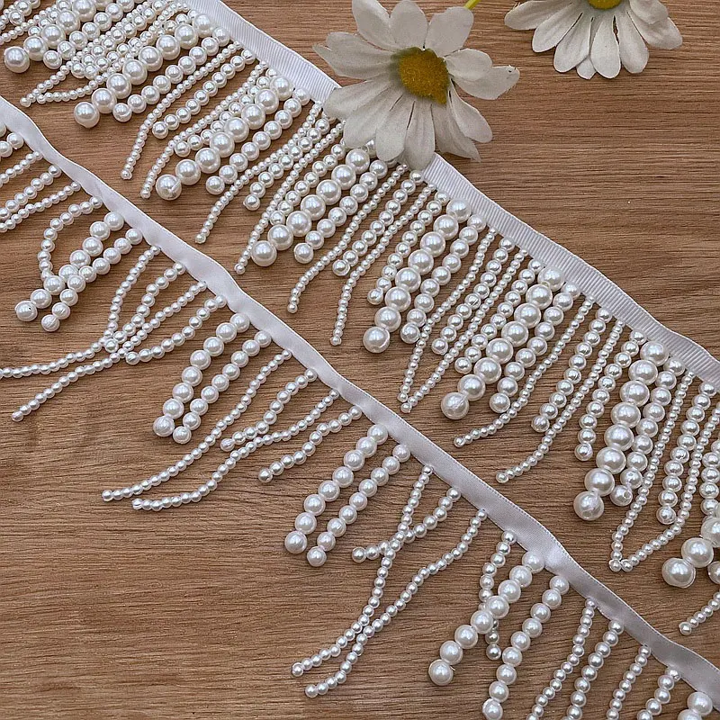 

10Yards Handmade beaded tassel lace Trim For DIY Apparel Wedding Dresses and Accessories Trim