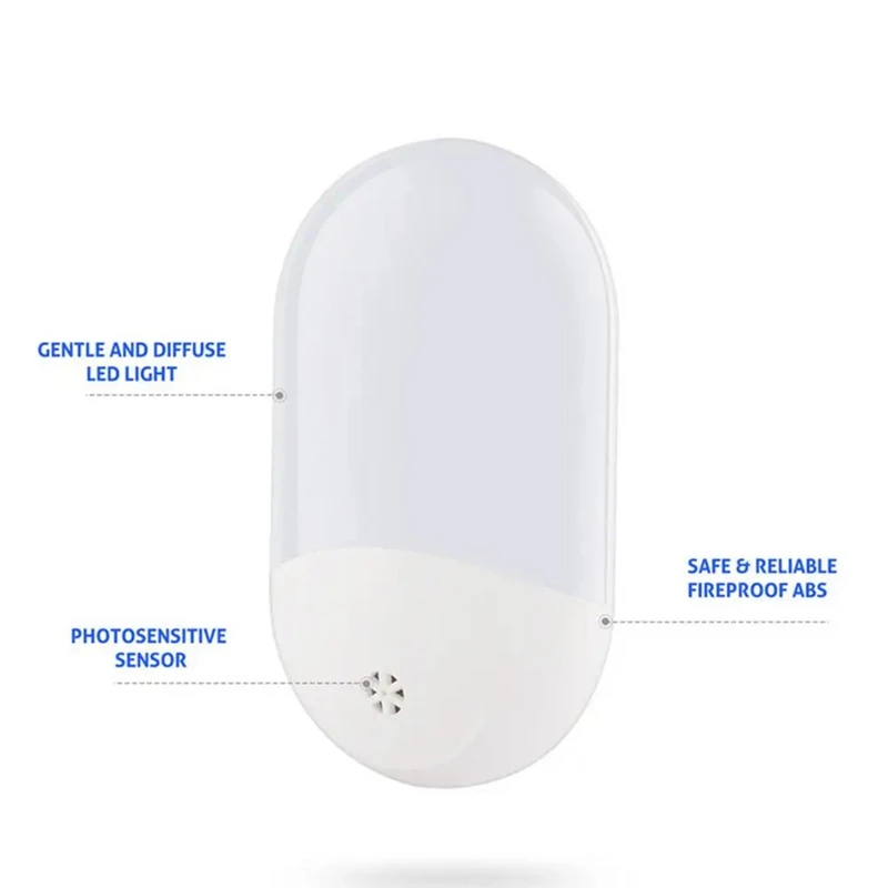 Lámpara de luz nocturna LED enchufable Con sensores inteligentes, Sensor de anochecer a amanecer, brillo ajustable para niños, enchufe de la UE