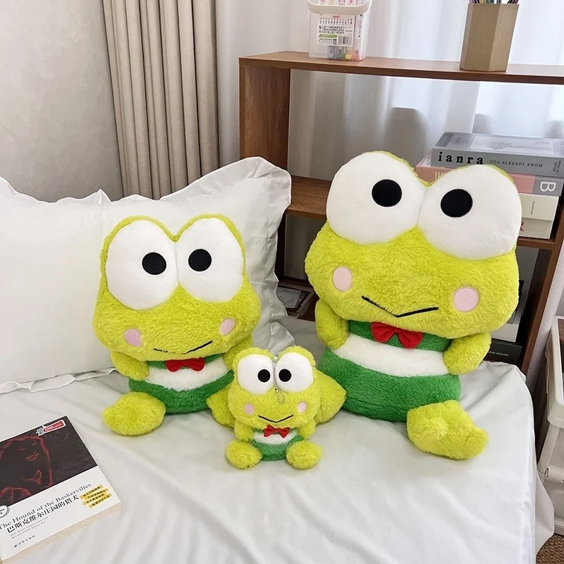 Adorable rana de ojos grandes, peluches suaves de Anime Kero Keroppi, juguete de peluche, sofá cama, almohada, decoración del hogar, regalos de navidad