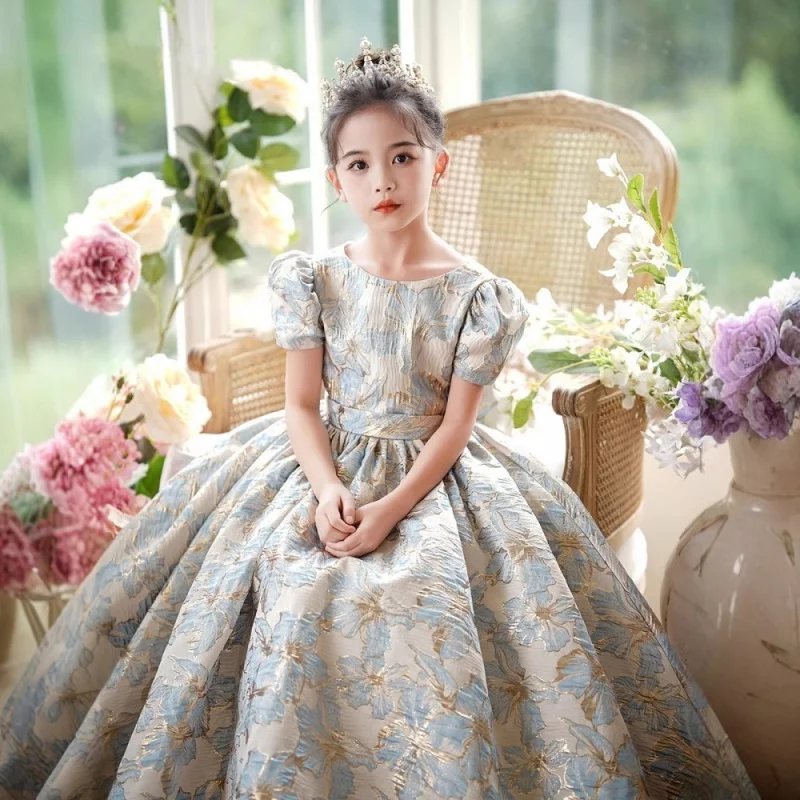 

Детское платье, новое модное платье принцессы, легкий роскошный костюм для банкета и девушки, костюм для соревнований по фортепиано