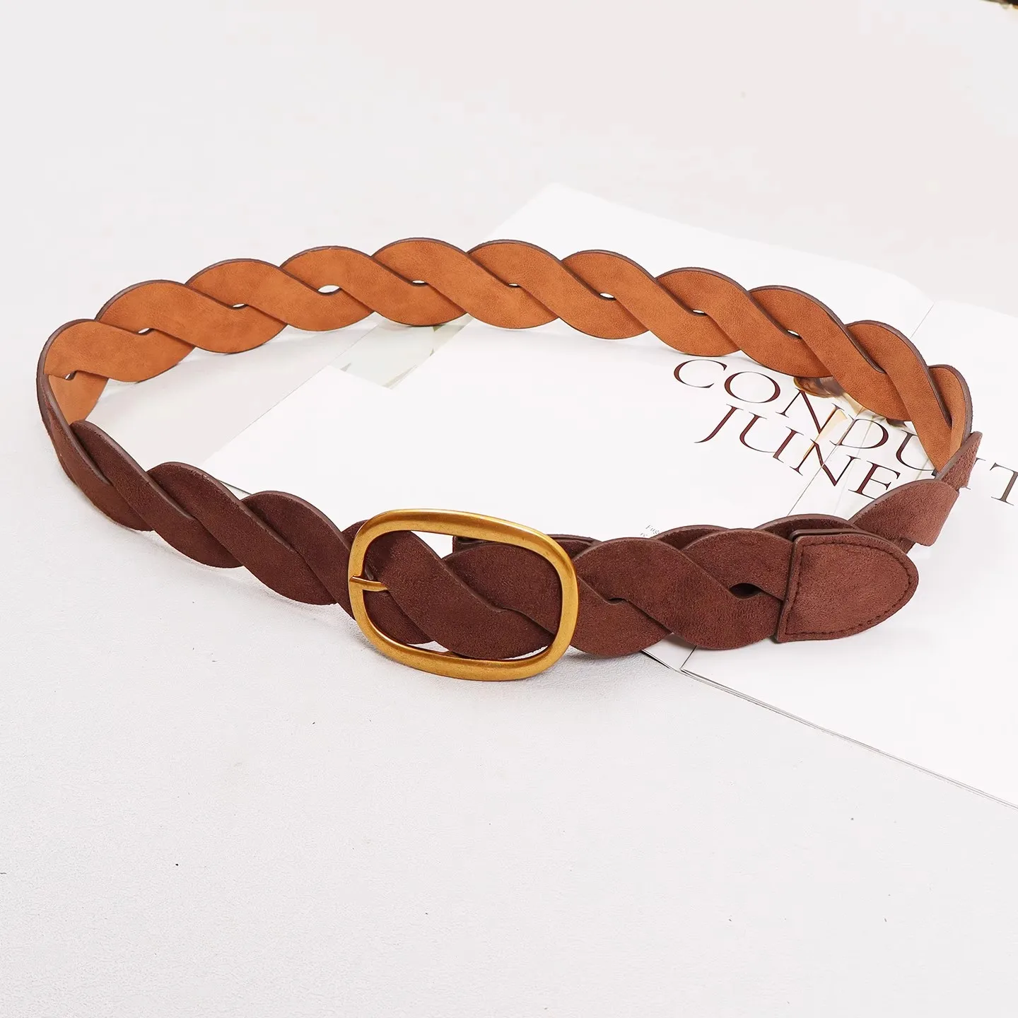 Fascia da donna in finta pelle scamosciata lavorata a maglia in pelle PU Cintura da donna Corsetti Cintura Cinture Decorazione Cintura larga R3048