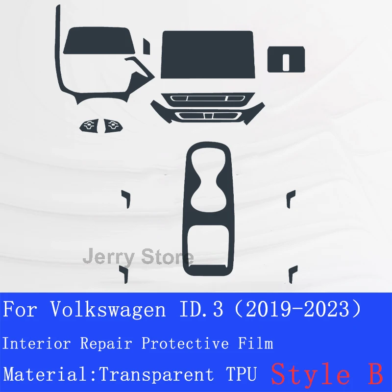 For VW Volkswagen1 ID.3(2019-2023) Car Interior Center Console Transparent TPU Protective Film Anti-scratch Repair Car Stickers