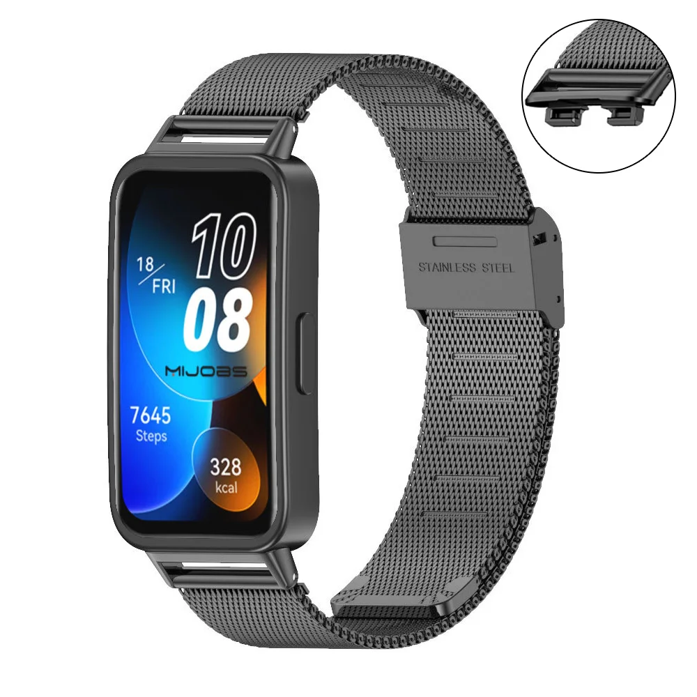 Milanese Watch Band For Huawei Band 8 Stainless Steel Mesh Bracelet Strap Loop For Huawei Band 8