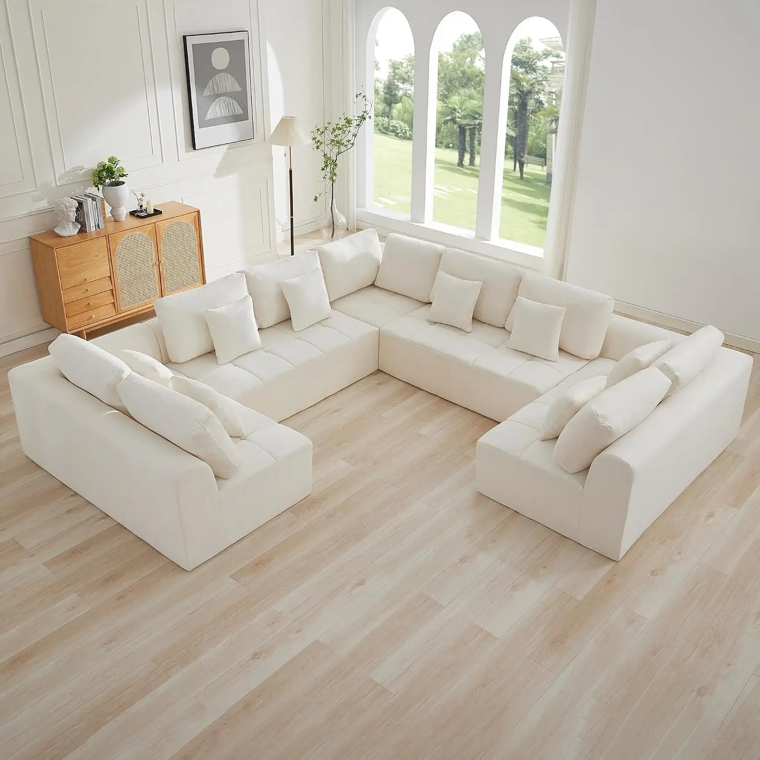 140''Modular Sectional Couches for Living Room, Cloud Boneless Compressed Sectional Sofa, Oversized U Shaped 9, Customized