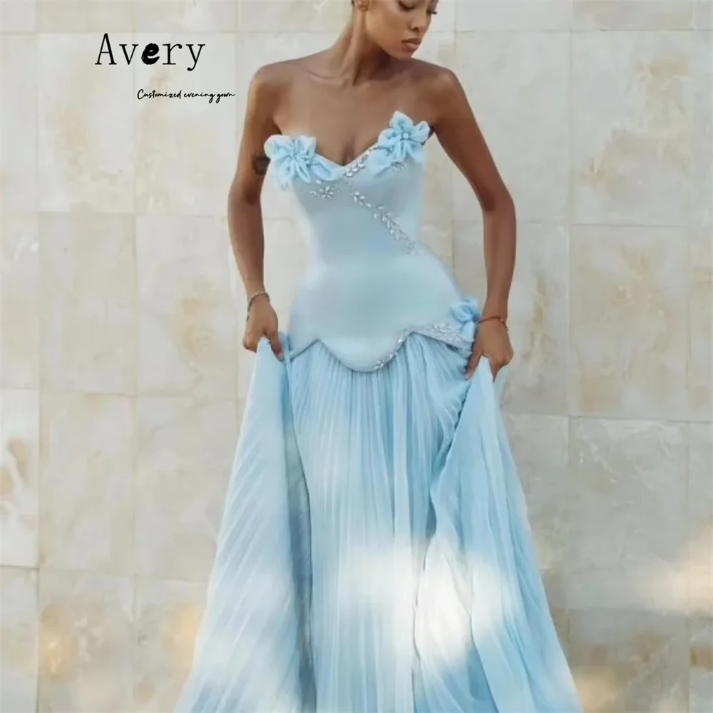 

Avery Custom Sky Blue Rhinestone Off-shoulder Dresses 2026 Woman Luxury Evening Dress 2026 Women's Evening Dress for Weddings