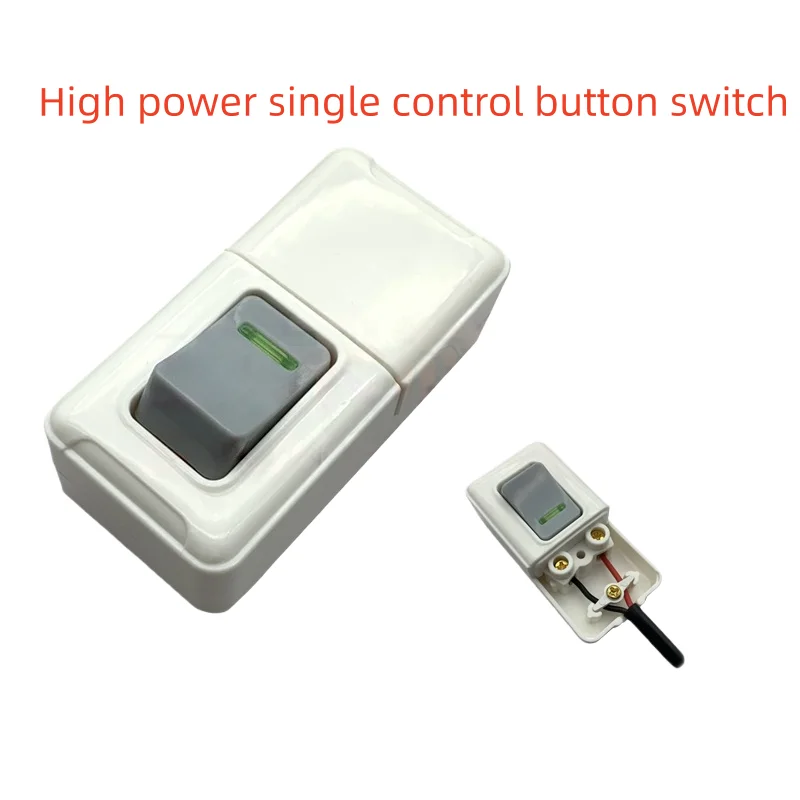 Bedhead manual high-power 10A 250V single control button rocker switch LED light single on switch pure copper wiring Connector
