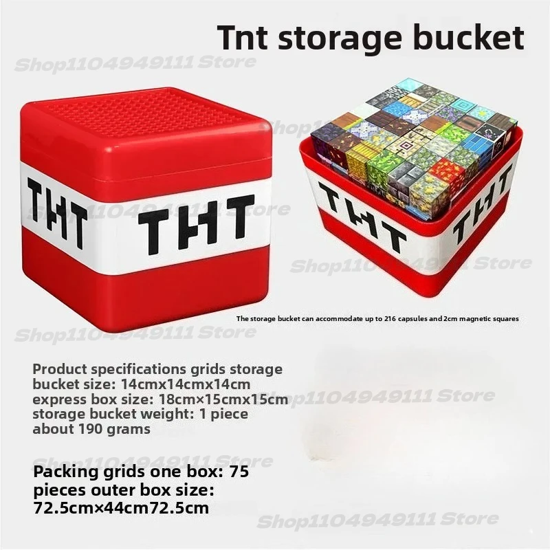 Minecrafted اللبنات المغناطيسية تخزين دلو سطح المكتب لعبة كتلة مكعبات تخزين الحاويات التعليمية الحسية لعبة مجسمة #5