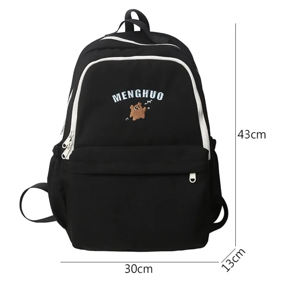 Women Backpack Kawaii Bear Embroidery Japanese Harajuku Laptop Travel High Capacity School Bag College Student Schoolbag Mochila