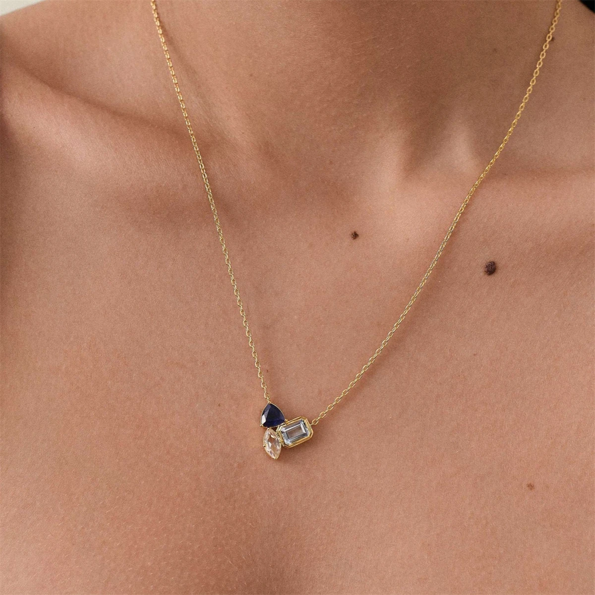 قلادة من الفولاذ المقاوم للصدأ للنساء، سلسلة الترقوة الياقوتية المتخصصة، متعددة الاستخدامات ومجموعة مع الزركون، قلادة مزاجية