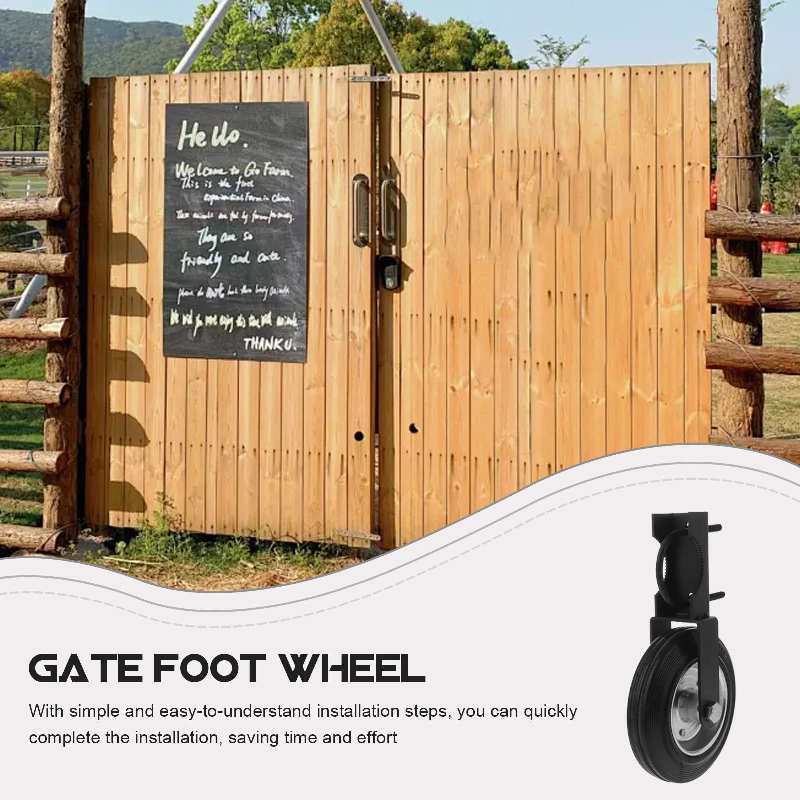 

1pcs Metal Fence Gate Wheel Heavy Duty Caster Support Farm Driveway Gates Black Auxiliary Wheel Outdoor Smooth Movement Longterm