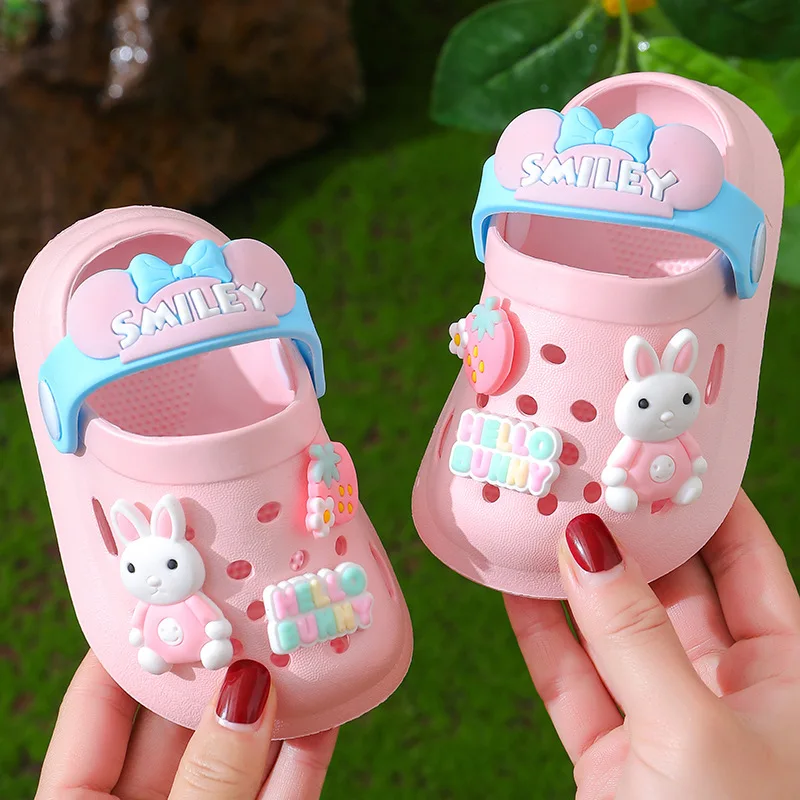 Children Baby Shoes for Boys Girls New Cute Cartoons Kids Mules Clogs Summer Soft Sole Garden Beach Slippers Sandals Cave Hole