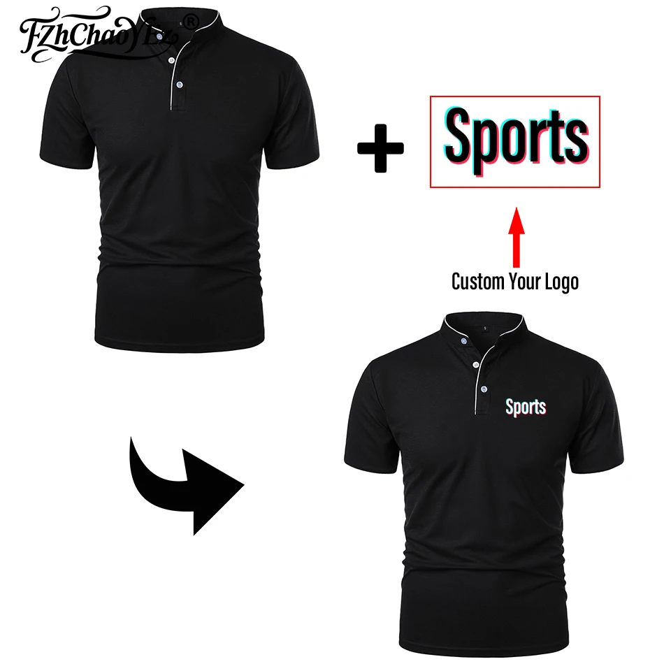 Custom Logo Men's Short Sleeve Collar Polo Shirts Summer 9 Color Casual Polo Shirt Trendy Breathable Basic Splice Top