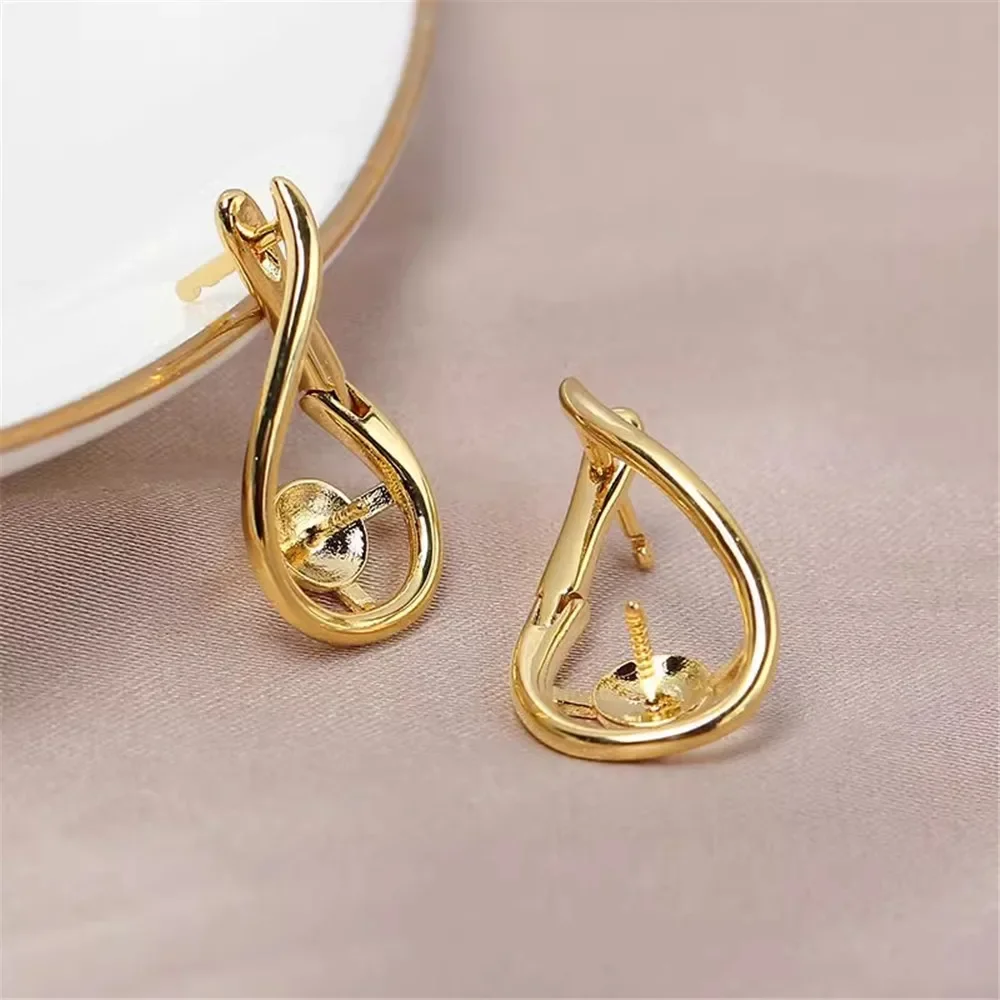 

19 Style Pearl Stud Earrings Setting Base 14K Gold Simple Fashion Temperament Handmade Diy Jewelry Making Findings&Components