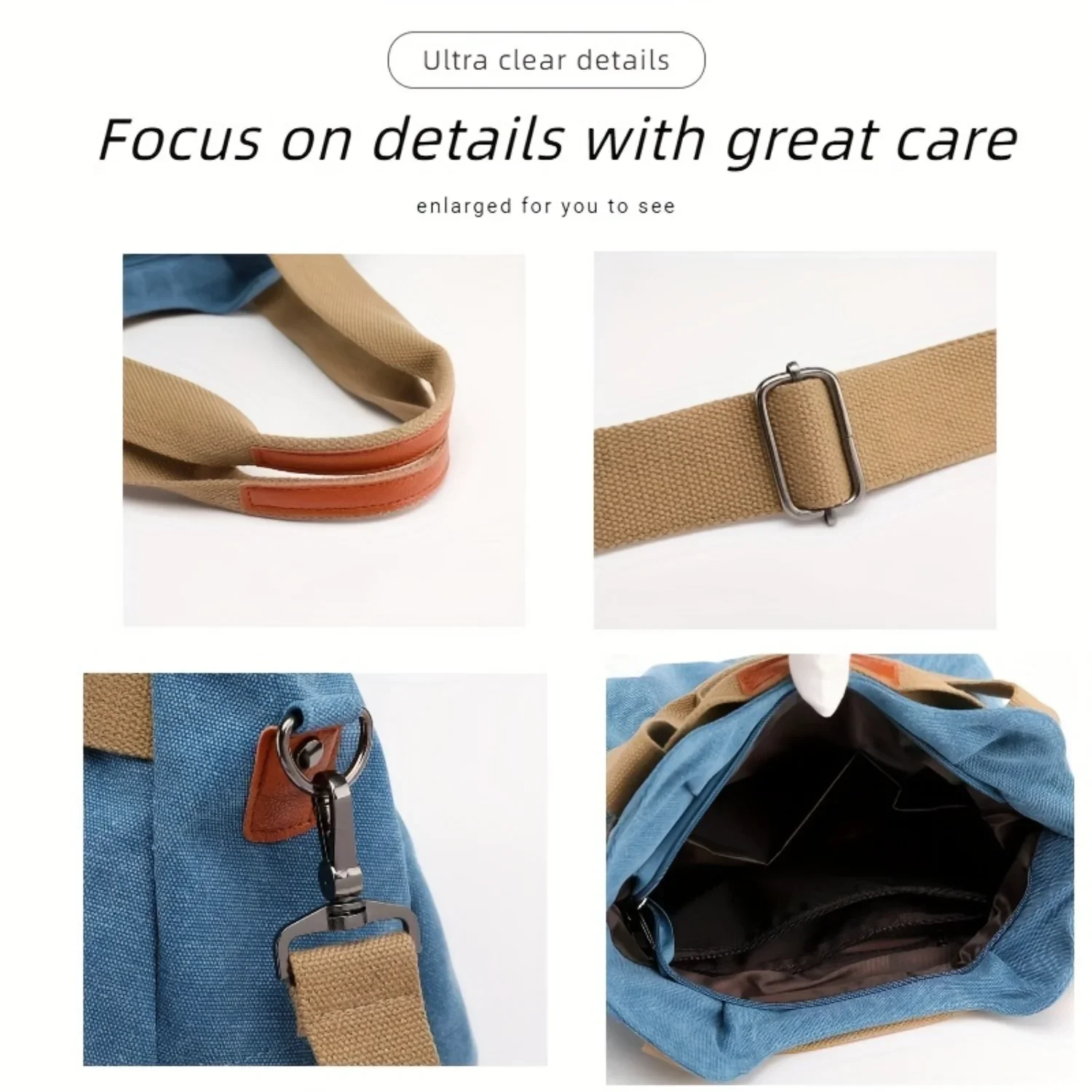 حقيبة يومية متعددة الاستخدامات وعصرية، حقيبة قماش بسيطة ذات سعة كبيرة، حقيبة كتف للسفر خفيفة الوزن