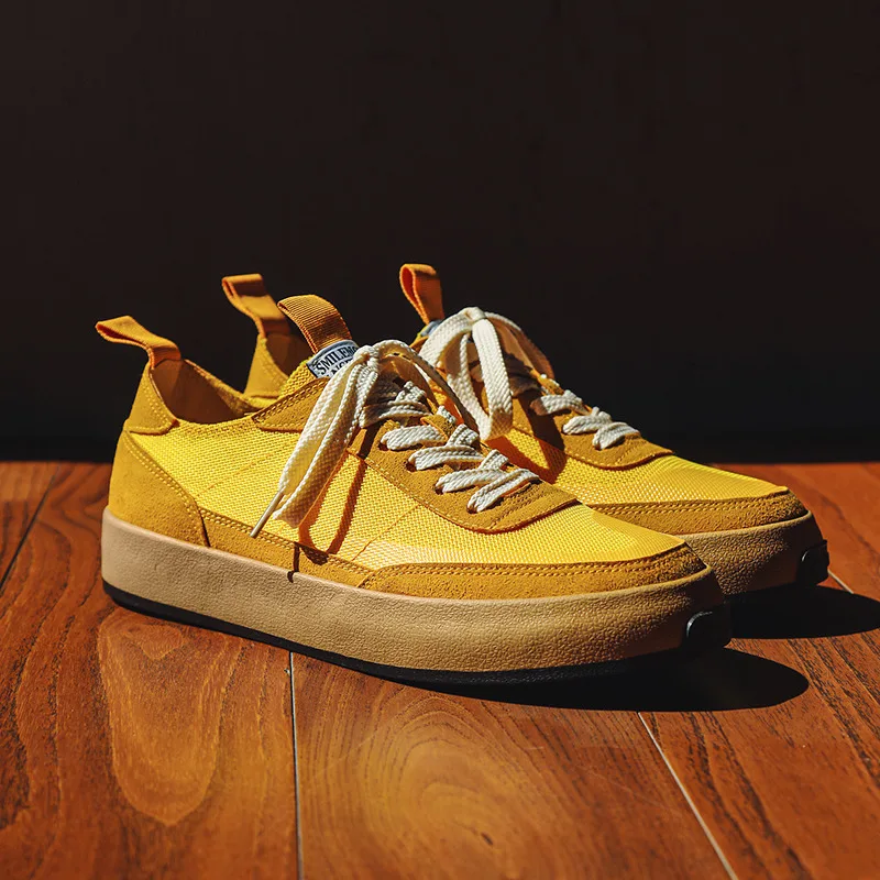 

Summer Mesh Skateboard Shoes Man Low Cut Platform Yellow Sneakers Man Luxury Brand Sneakers For Men Trainers zapatillas hombre