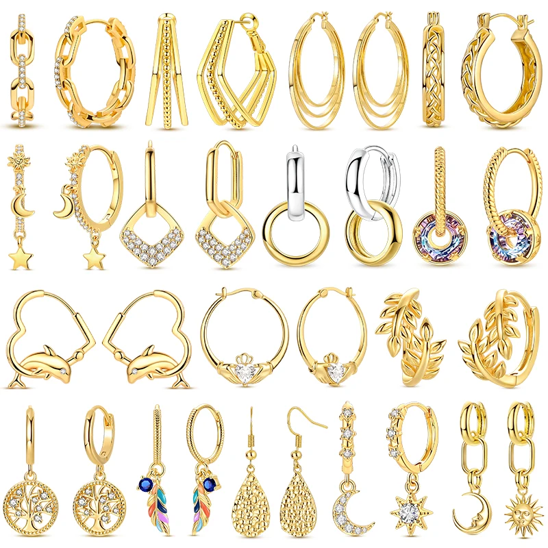 925 Silber Ohrring Gold Farbe Creolen Tropfen Ohrring Für Frau Original Pendientes Mode Schmuck