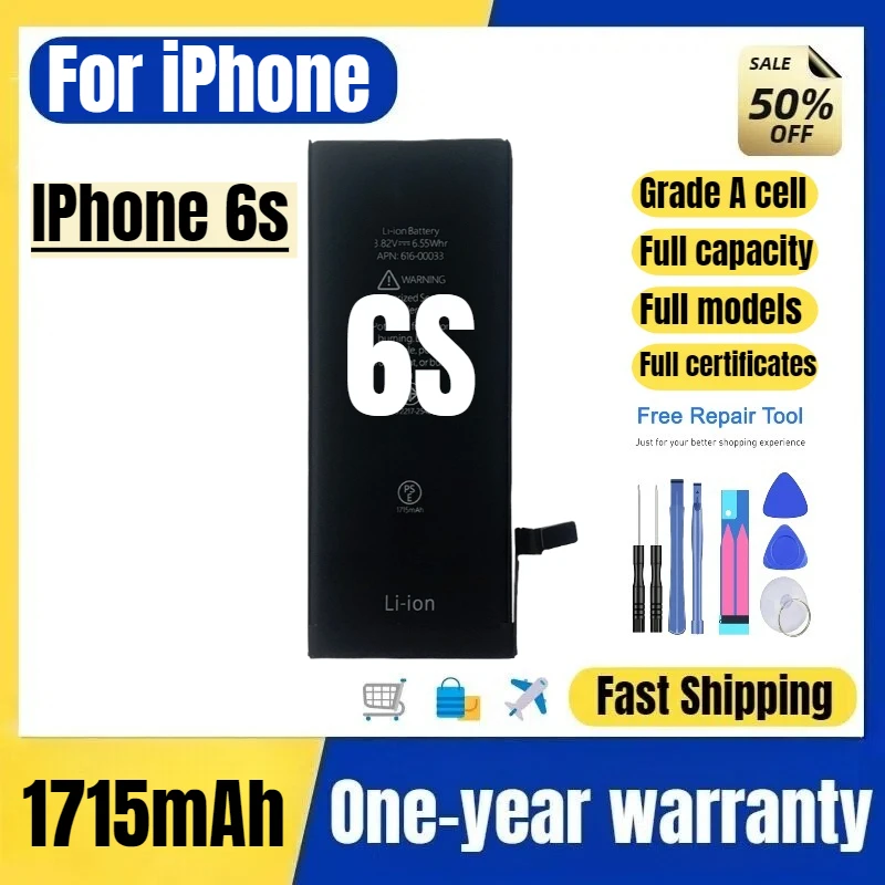 

A1633/A1688/A1691/A1770 for IPhone 6s Mobile Phone Battery High Quality Replacement Bateria Grade A Cell with Tools