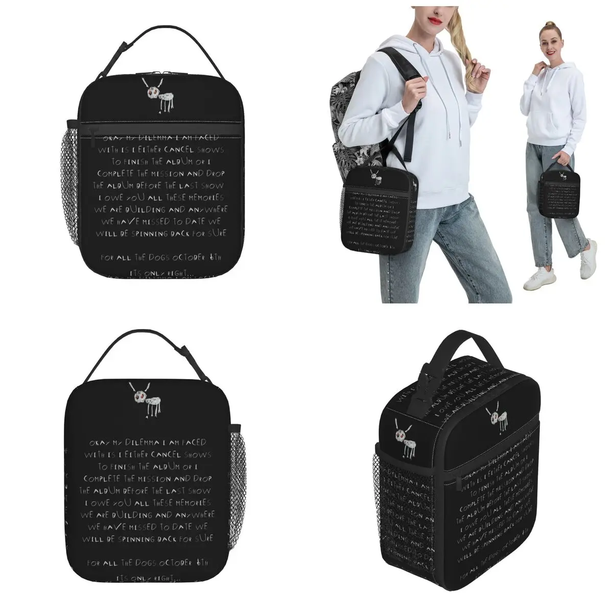 Drake For All The Dogs Insulated Lunch Bag Rapper Food Container Portable Thermal Cooler Lunch Box For Travel