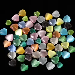 6mm 8mm Natural Love Cat Eye Beads Heart Shape Cabochon Beads For Jewelry Making Moon Stone DIY Charm Bracelet Loose Beadswork