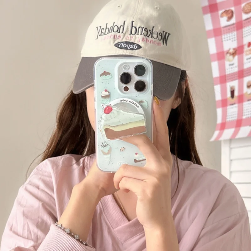 

Милый мультяшный торт для магнитного держателя телефона Griptok Magsafe, подставка для кольца на палец, поддержка iPhone 15, 16, 17, кронштейн для Samsung Girl