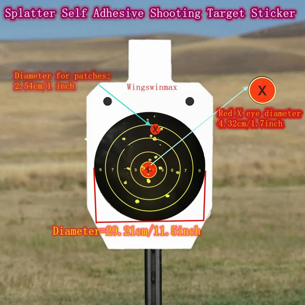 12 inch/30.5cm Reactive Splatter Self Adhesive Shooting Target Bright Fluorescent Yellow Upon Impact Gun Stickers 10 sheets/pack