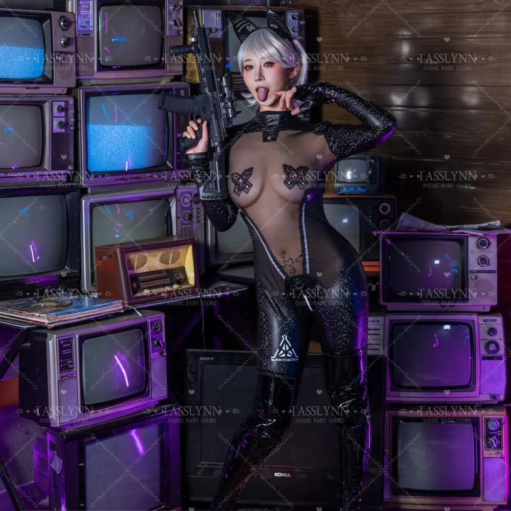 الأرنب الفتيات Cyberpunk زي معكوس الشاش أرنب بذلة فاسق البدلة المستقبل الميكانيكية نمط القط هالوين ازياء الأرنب البدلة