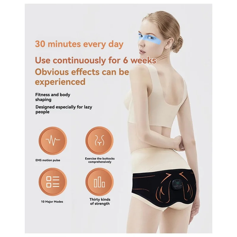 

A85I-Hips Trainer Butt Muscle Stimulator Fitness Weight Loss Buttocks Lifting USB Rechargable Muscle Toner
