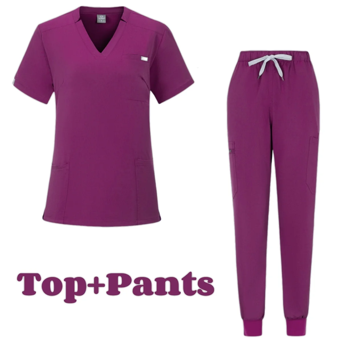 Jurk Met Korte Mouwen Stijlvolle Dames Stropdas-Up Scrubs Verpleegster Uniform Medische Spa Damesuniformen