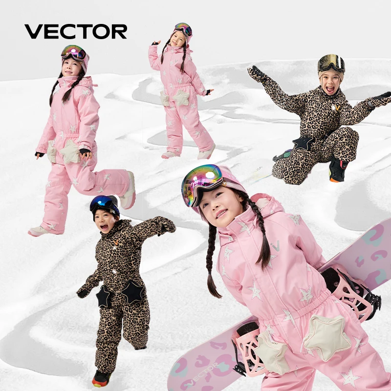 VECTOR -30 Degree Children Ski Jumpsuit Winter Snowboard Jacket Boys and Girls Outdoor Snow Suits Warm Waterproof Kids Ski
