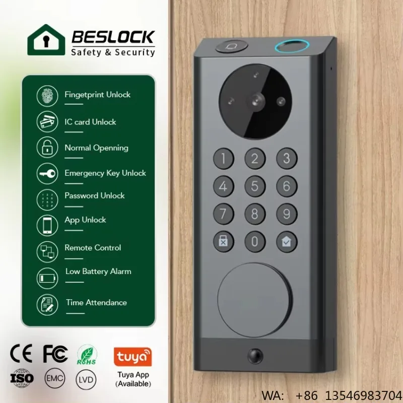 ANIS Wireless Electronic Entry Keyless Smart Door Lock 3-in-1 Security Camera Doorbell Fingerprint & Smart Home Safety Features