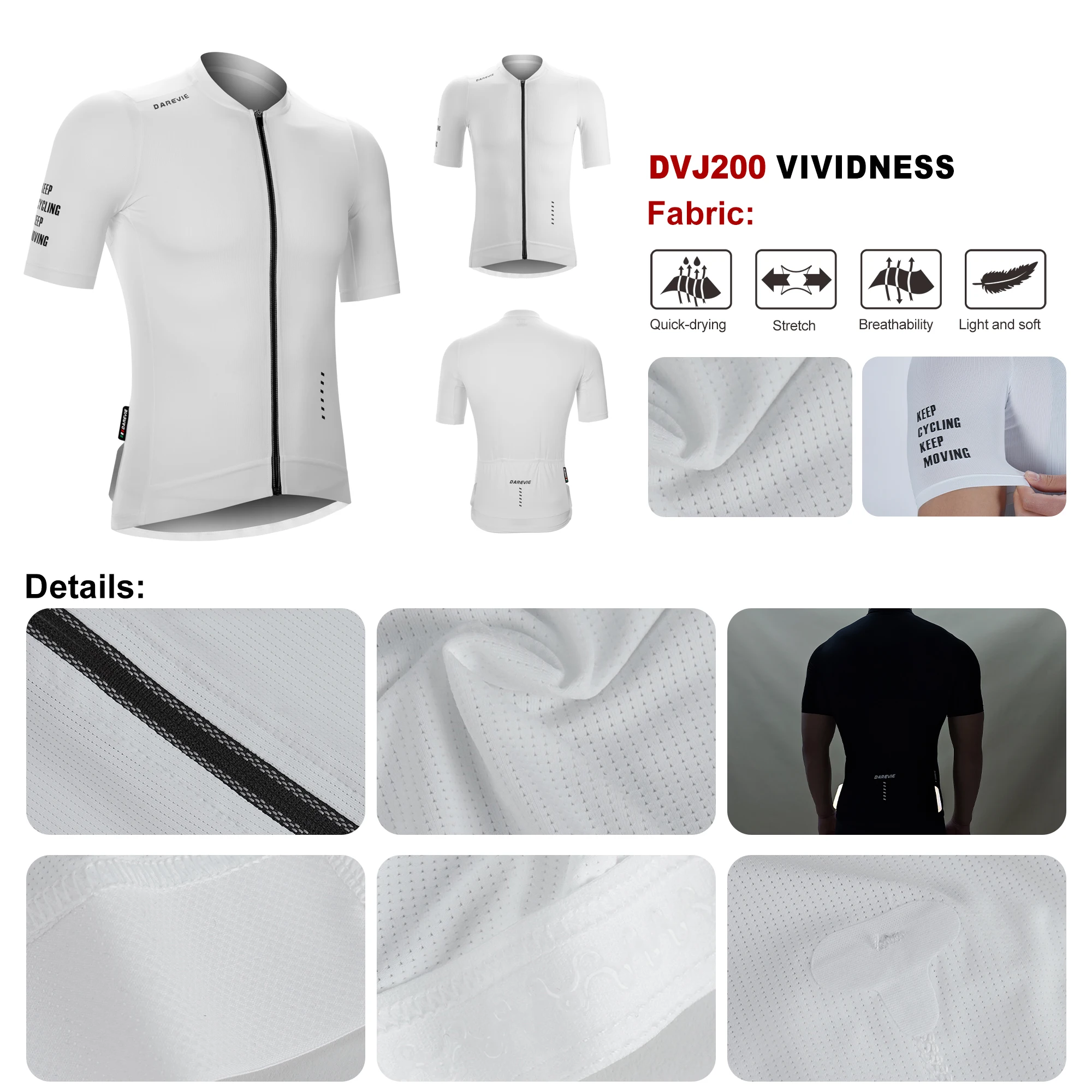 DAREVIE Cycling Set Man 90kg/m³ 3D Shockproof Pad Quick Dry White Cycling Clothes For Men Soft Light Man Cycling Maillot PRO