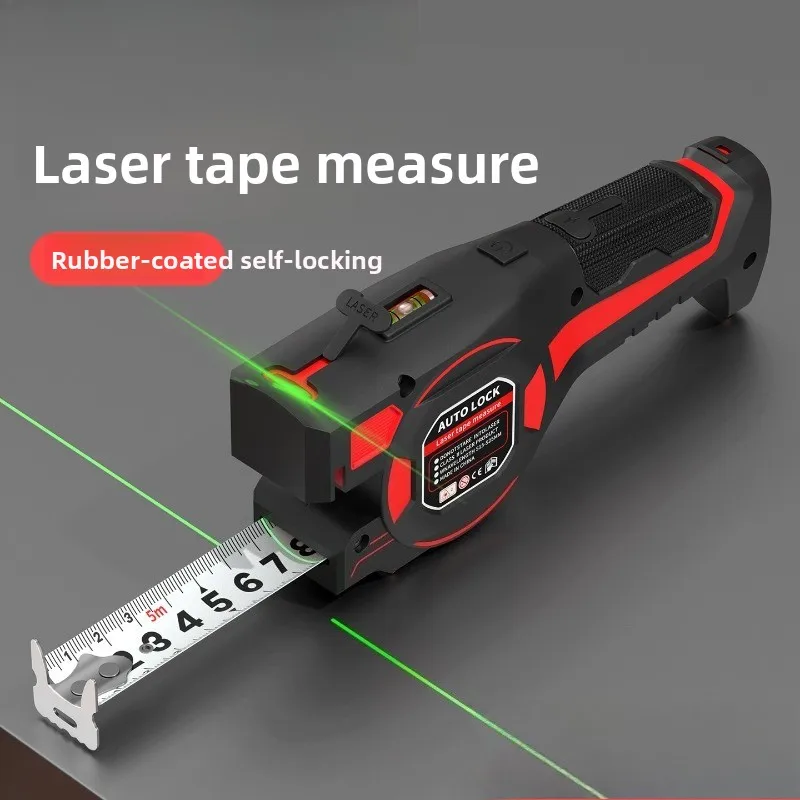 2 in 1 Laser Distance Meter Tape Measure 5M Steel Tape Laser Rangefinder USB Charging Level Measuring Tool
