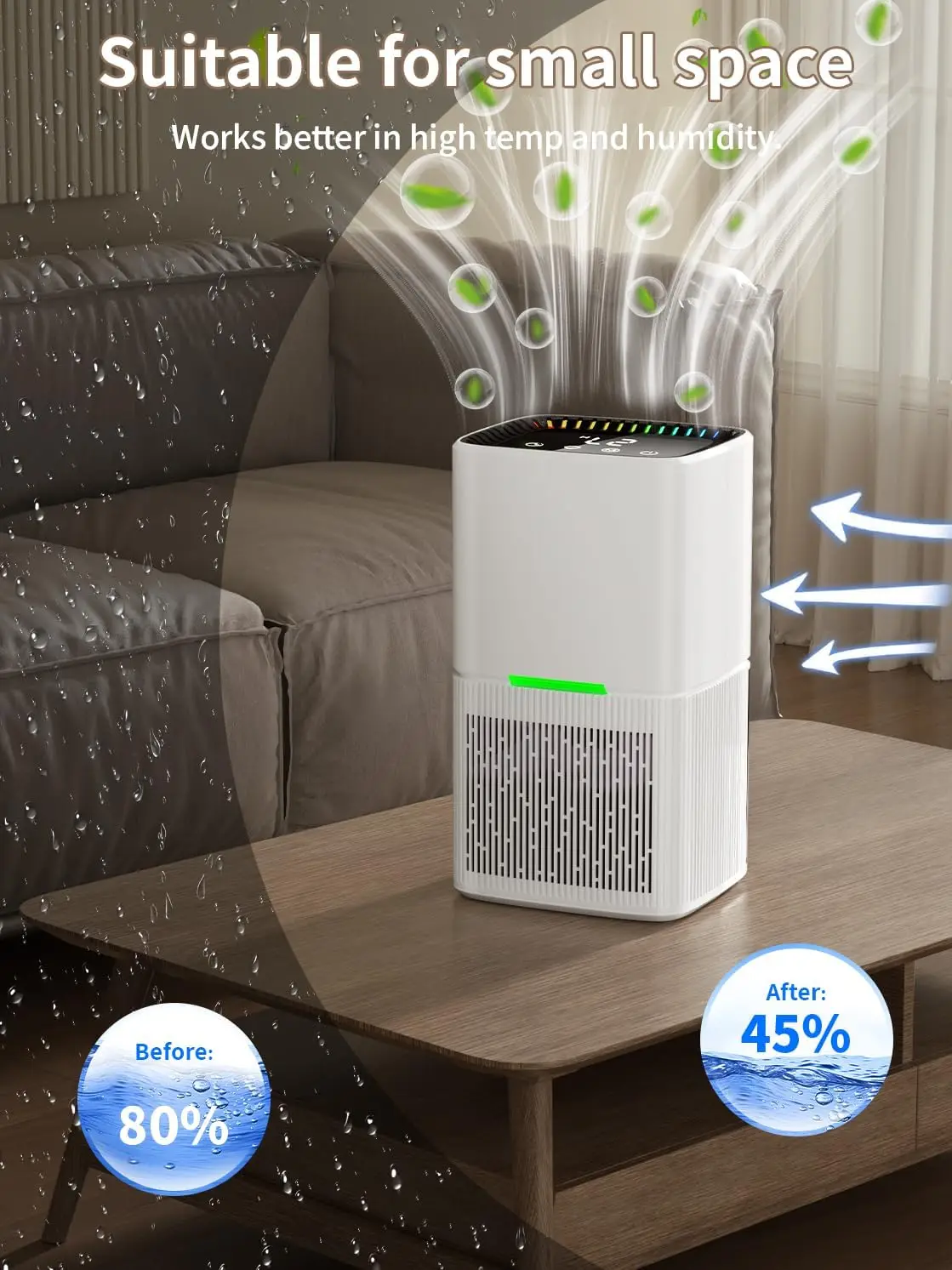 2026 New Upgrade Dehumidifier, 60 OZ Water Tank, Dehumidifiers For Home, 500 Sq. Ft. Dehumidifier For Basement Bathroom Bedroom