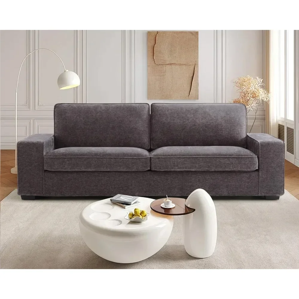 88 Seater Loveseat  Lounge Sofa with Removable Back and Seat Cushions, with Solid Wood Legs and Armrest(Dark Grey) freight