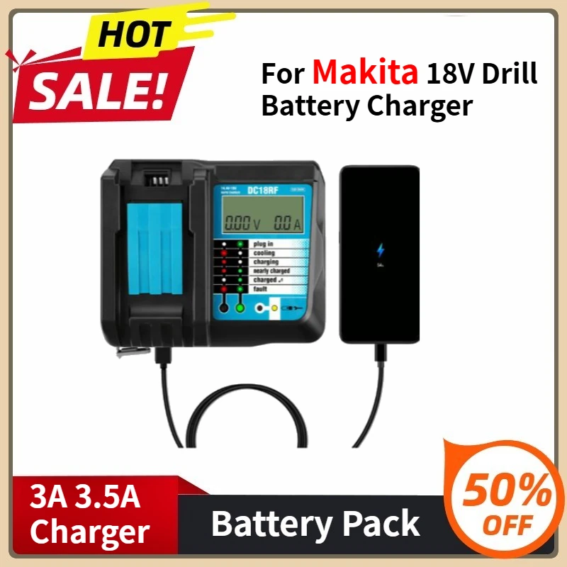

DC18RF DC18RC for Makita 14.4V 18V LXT BL1815 BL1860 BL1430 BL1450 For Makita 18V Drill Battery Charger 3A 3.5A Li-ion Charger