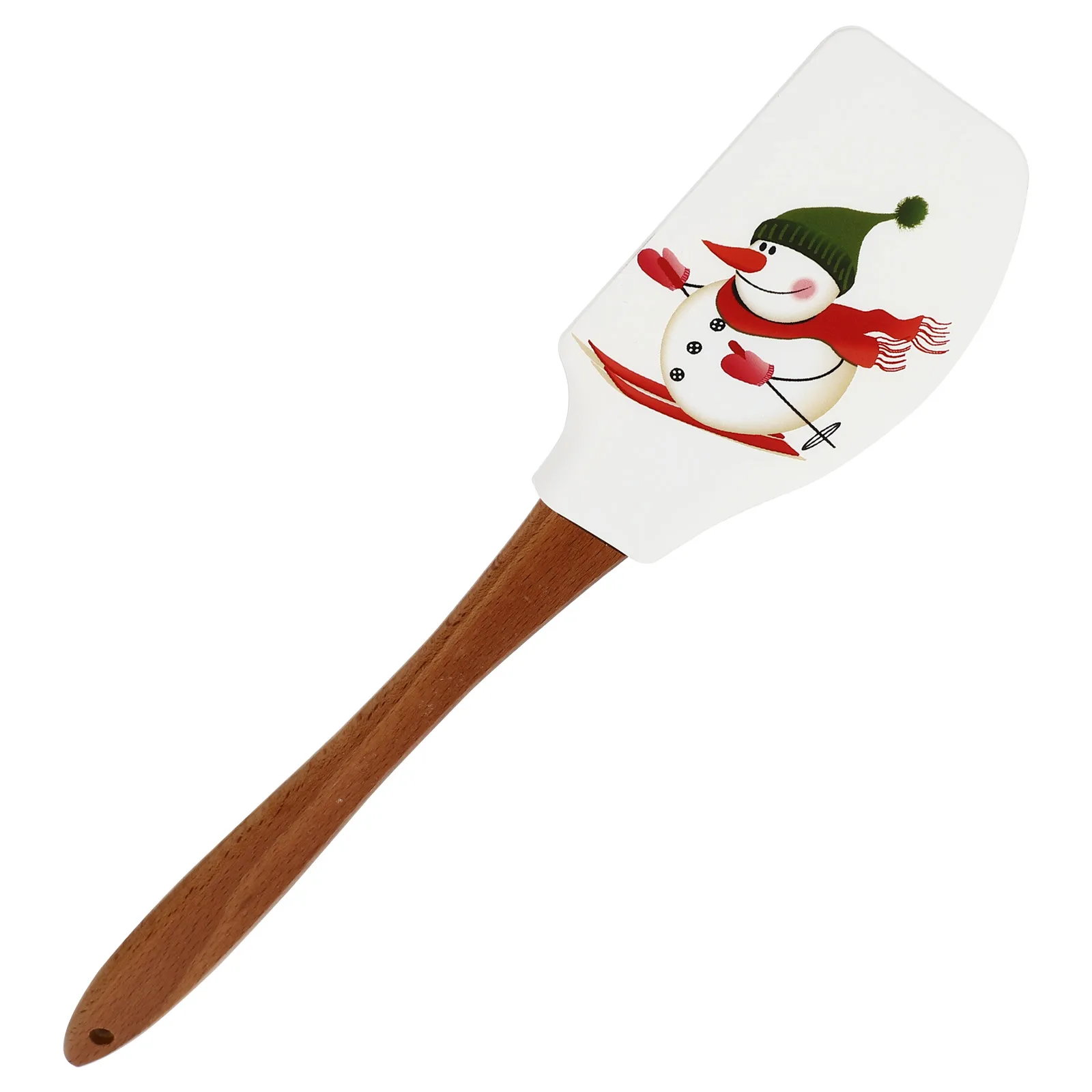 

1Pcs Christmas Silicone Cream Scraper Wooden Handle Butter Spatula Baking Tool for Kitchen Pastry Spatula Baking Supply