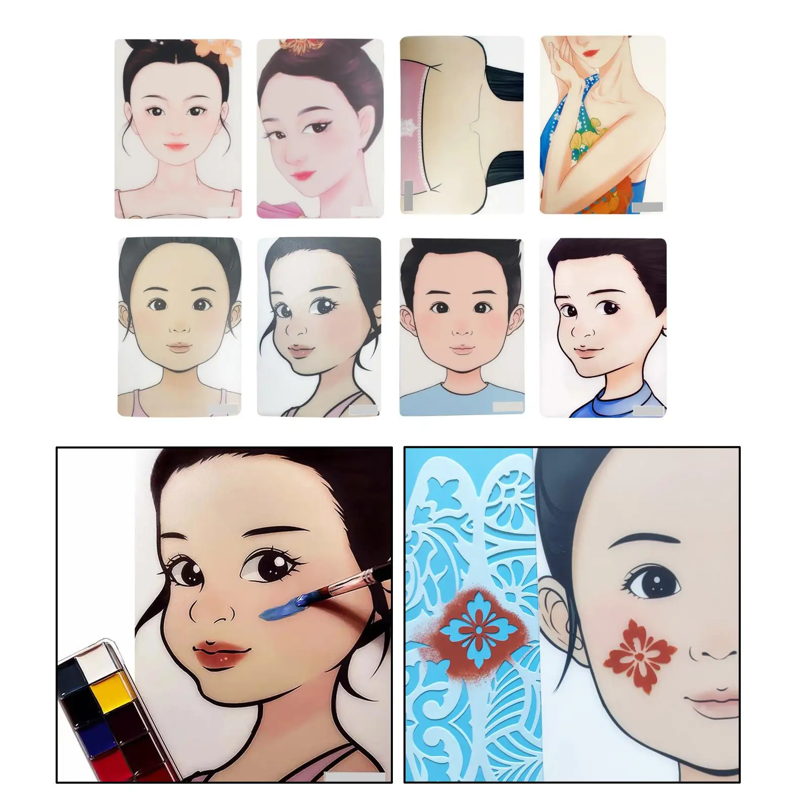 Reusable Kids Makeup Painting Template Board Washable Face Paint Practice Art Tool for Children Artists