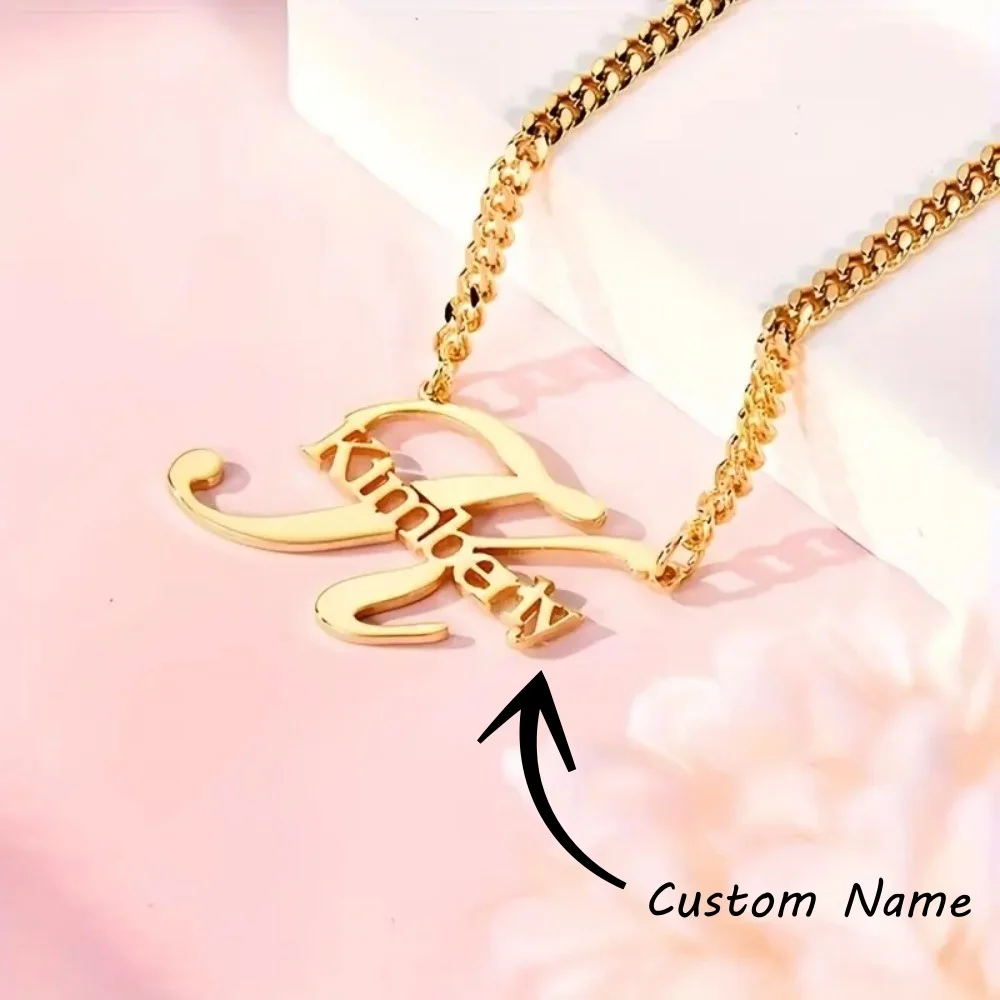 

Custom Name Necklace Stainless Steel Customized Initial Letter Fashion Personalized Pendant Necklace For Women Christmas Gifts