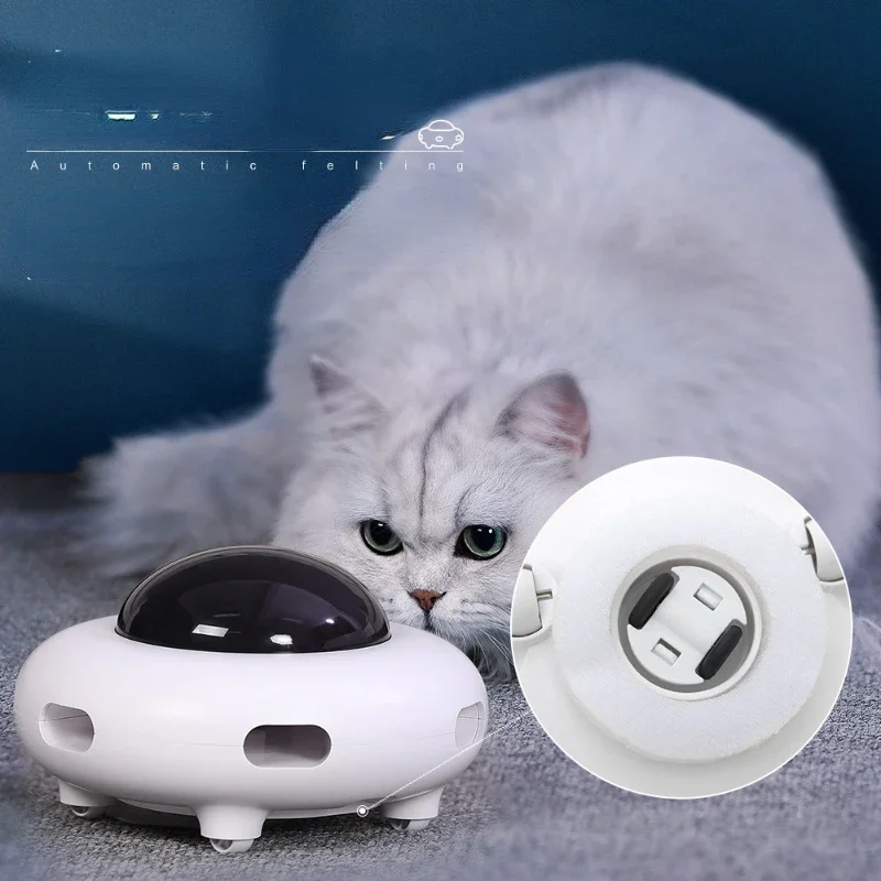 Imagem -05 - Carregamento Usb Smart Teaser para Gato Mesa Giratória Captura Brinquedos de Treinamento Automático Pena Substituível Interativo Automático Ufo