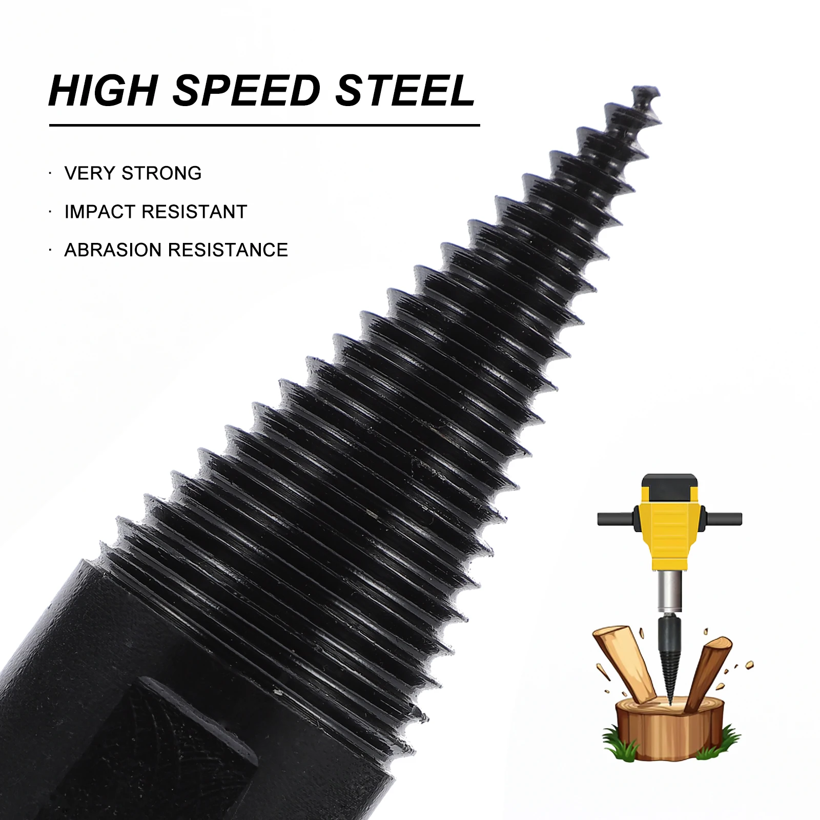 

4Pcs Wood Splitter Drill Bit Kit Hardened Wear Resistant Firewood Drill Bits Comfortable Grooved Anti-Skid Design for Family