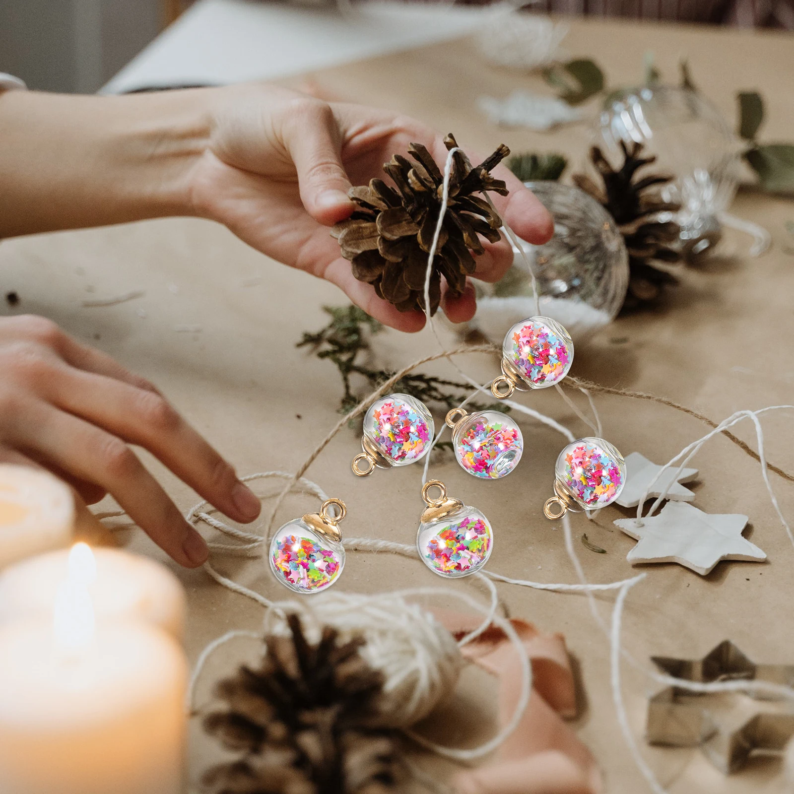 

30Pcs Exquisite Mini Star Sequin Balls Pendants for Jewelry Making Xmas Tree Decor Mini Balls Xmas Tree Pendants