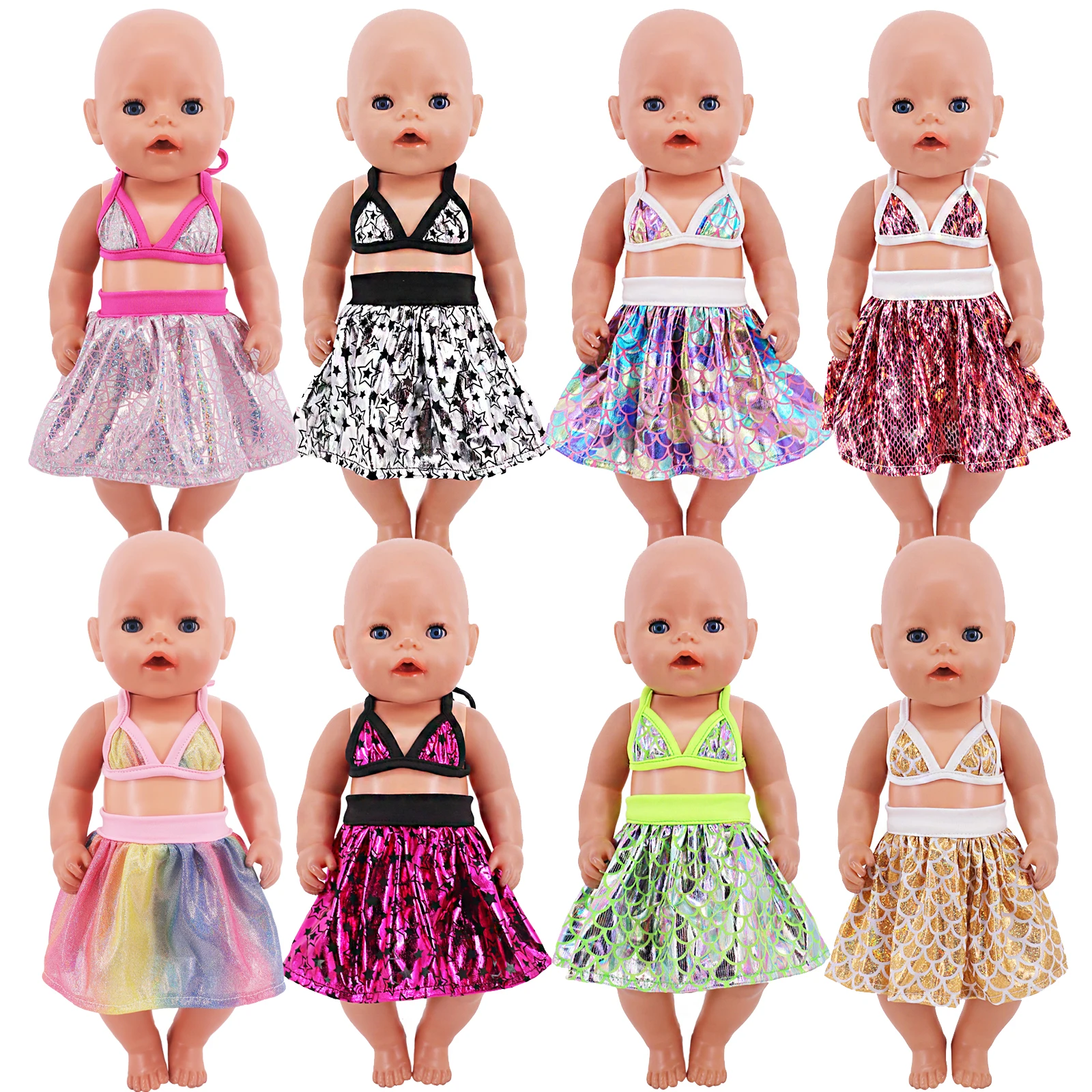 Swimming Suit Multicolor Fit Our Generation Doll Clothes,Beautiful Floral Bathers&43CM Reborn Baby Doll Accessories,Cotton Suits