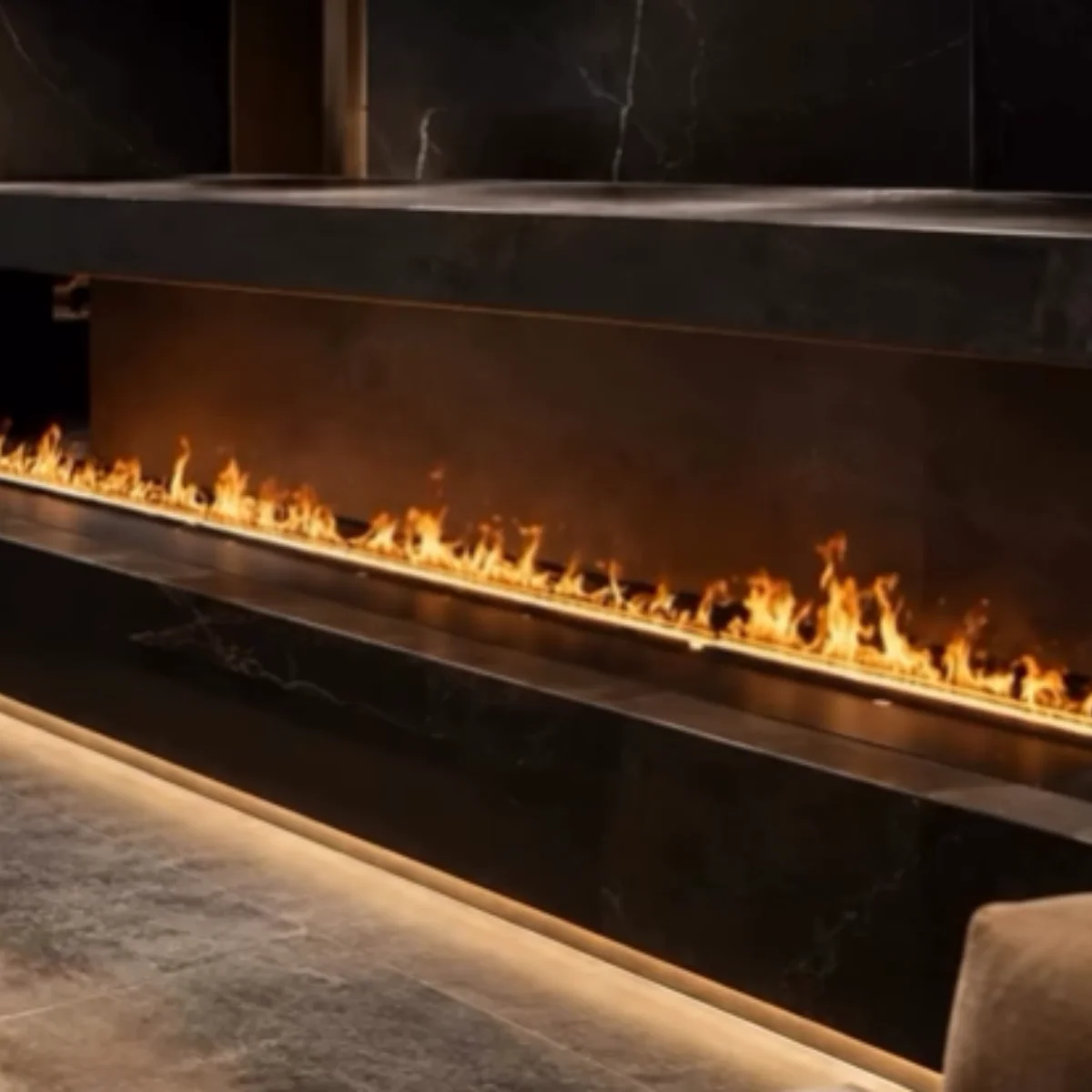 1800MM Long Size Freestanding Water Vapor Fireplace With App Remote Control Black Electric Fireplace