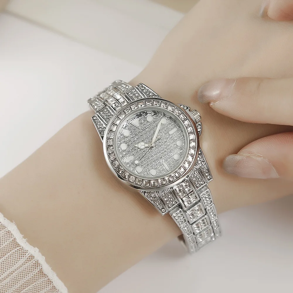 Ensemble de montres de couple en diamant de luxe pour hommes et femmes, montre-bracelet d'affaires, montre à quartz en acier inoxydable, montre-bracelet décontractée