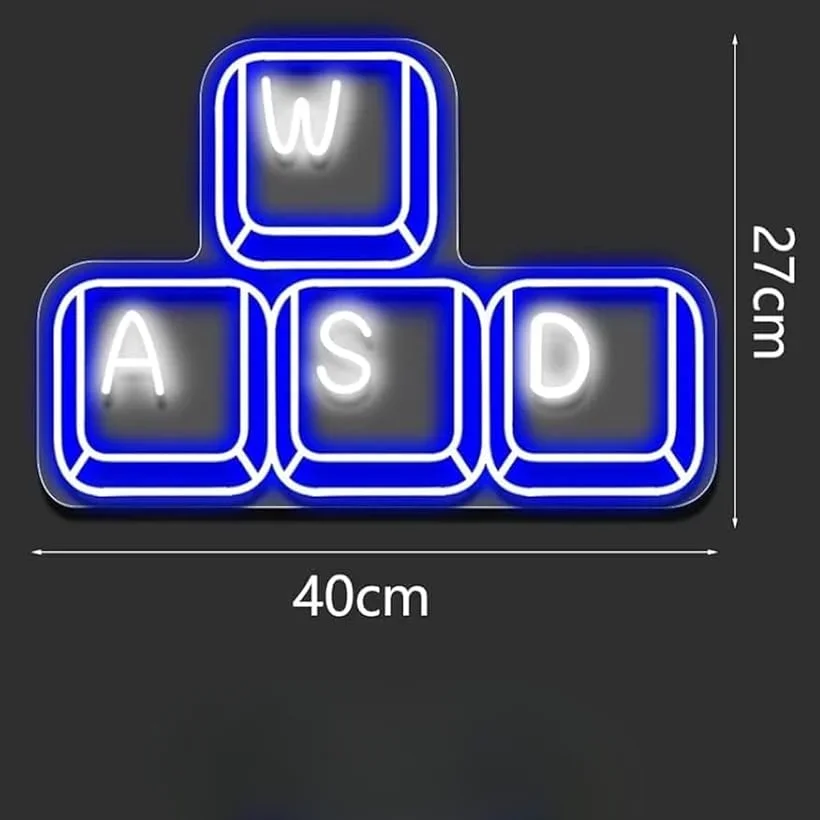 

Неоновая LED-подсветка USB с клавишами WASD, регулируемая, для геймерской спальни, игровой комнаты, мужской комнаты, декора ПК-стола, подарки на день рождения для подростков