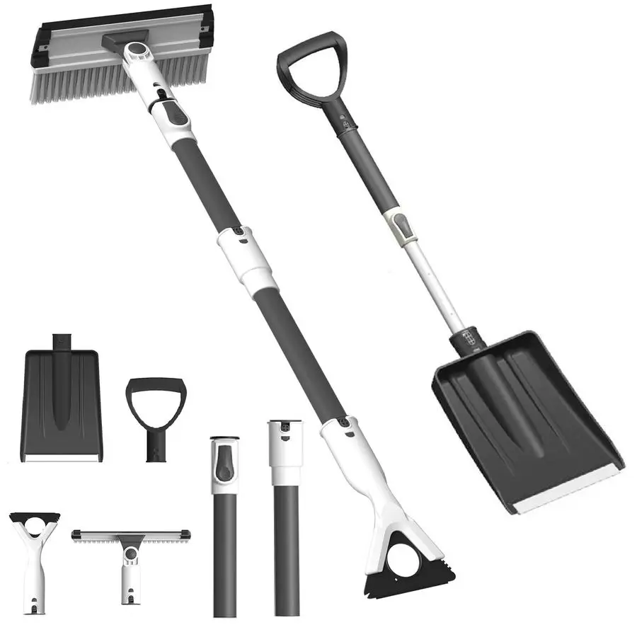 

Car Snow Brush and Ice Scraper, 3in1 Extendable Snow Shovel with Wide Head Snow Shovel and Ice Scraper 180 Pivoting Snow Brush H