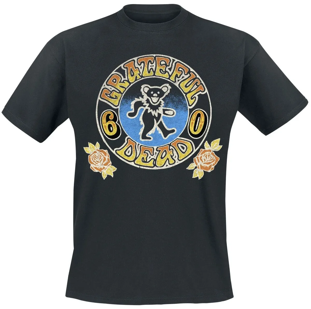 Grateful Dead Dancing Bear 60th Anniversary Gedenk-T-Shirt, Retro Bear Rose Print Rock T-Shirt, Rock-Fan-Merchandise – Detail 5