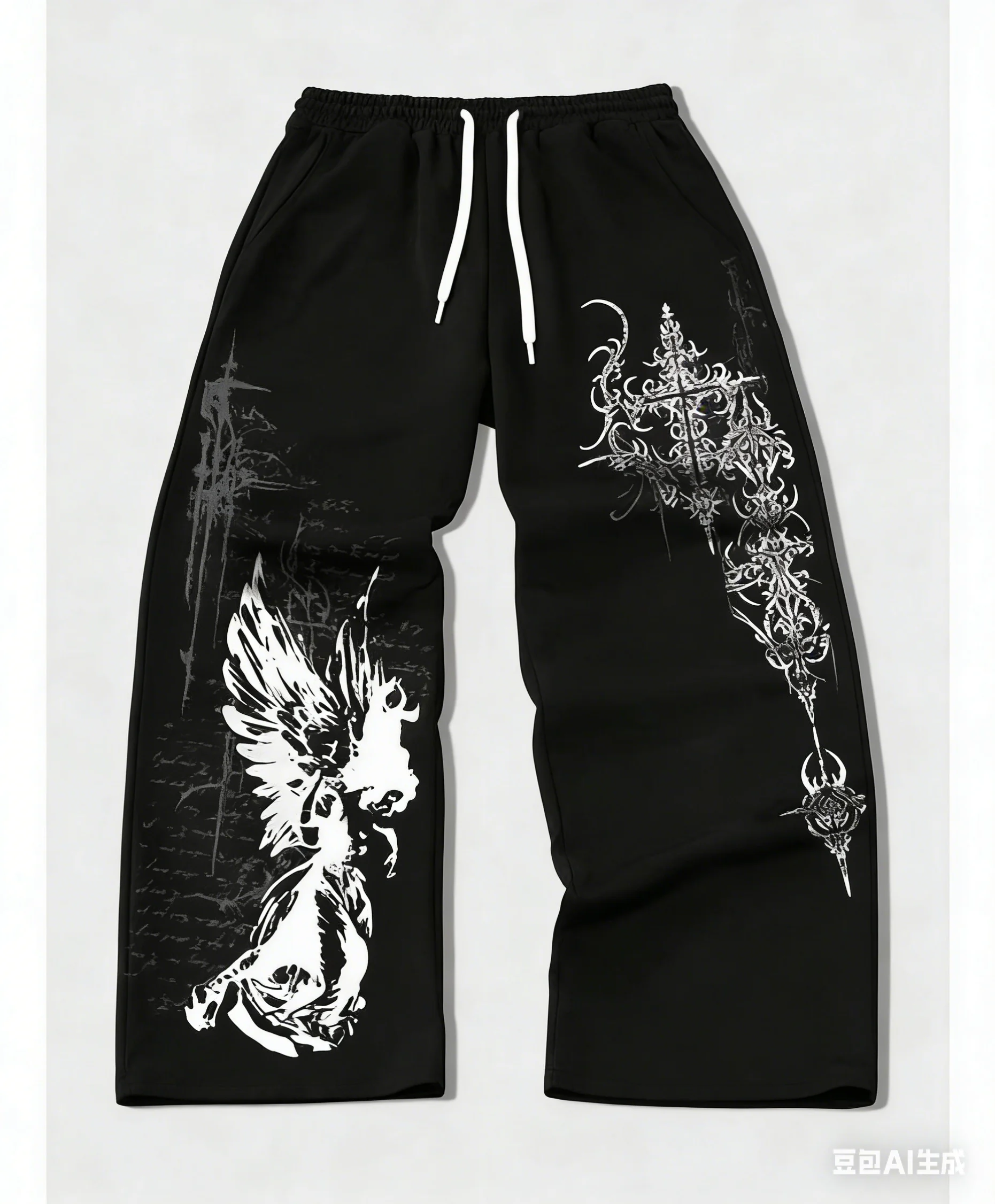 Men Women Angel Cross 3D Print Quick Dry Hip Hop Trousers Unisex Loose Straight Leg Street Sport Drawstring Pants