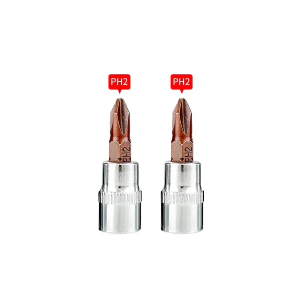 2PCS 1/4 "ไดรฟ์ซ็อกเก็ตประแจ PH1 PH2 PH3 PZ1 PZ2 PZ3 Cross ไขควง Bits 1/4 นิ้ว Hex Socket Bits ไขควงบิต