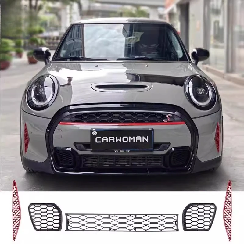 

Решетка переднего бампера автомобиля в тренду под вентиляцией, сотовая рыбья чешуя, сетка объемного звучания для BMW Mini Cooper 2LCI JCW F55 F56 F57